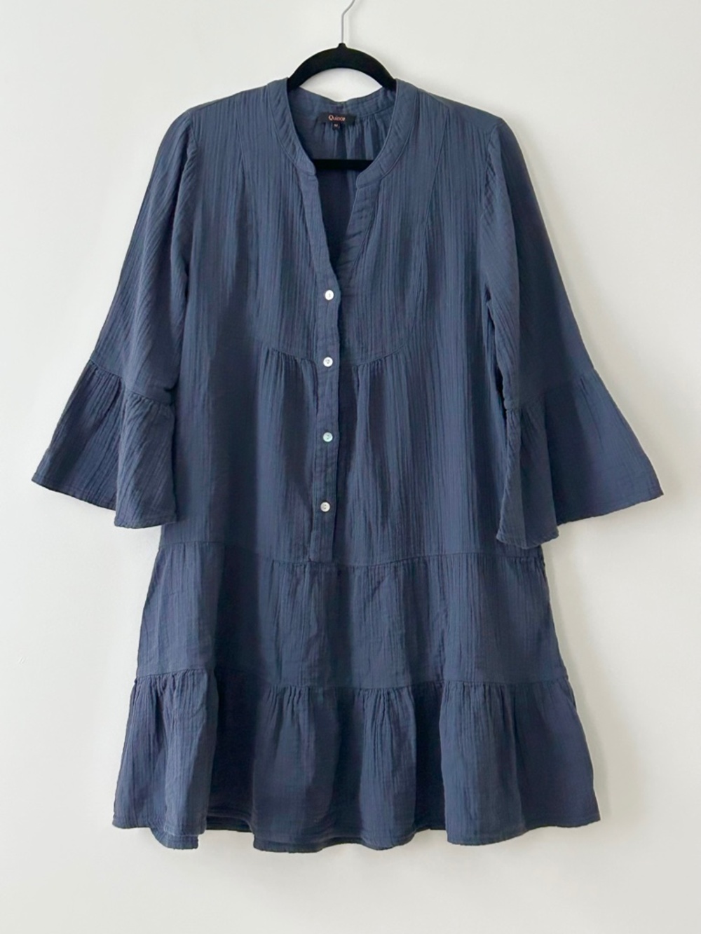Quince 100% Organic Cotton Gauze Long Sleeve Tiered Mini Dress